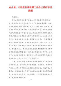 在全省、市防汛抗旱视频工作会议后的讲话提纲