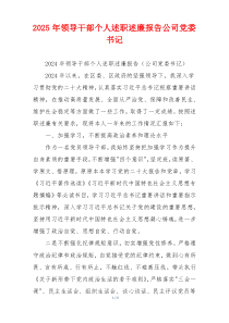 2025年领导干部个人述职述廉报告公司党委书记