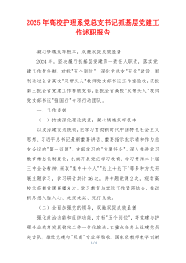 2025年高校护理系党总支书记抓基层党建工作述职报告