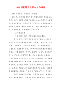 2025村社区党支部年工作总结