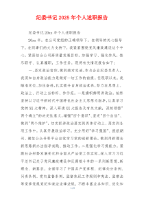纪委书记2025年个人述职报告
