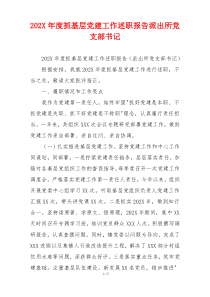 202X年度抓基层党建工作述职报告派出所党支部书记