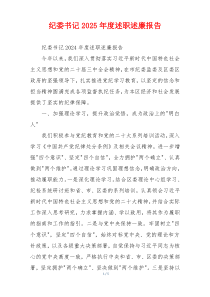 纪委书记2025年度述职述廉报告