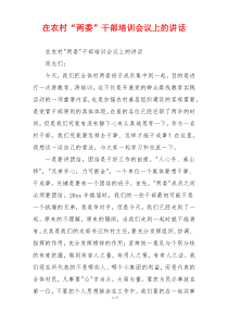 在农村“两委”干部培训会议上的讲话