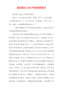 组织部长2025年度述职报告
