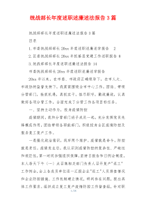 统战部长年度述职述廉述法报告3篇