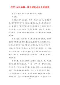 在区2025年第一次总河长会议上的讲话