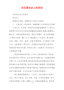 在区委全会上的讲话