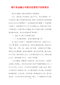 银行系金融公司新任经营班子述职报告