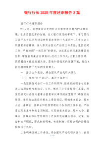 银行行长2025年度述职报告2篇