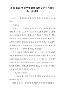 在县2025年上半年宣传思想文化工作推进会上的讲话