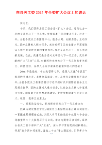 在县关工委2025年全委扩大会议上的讲话