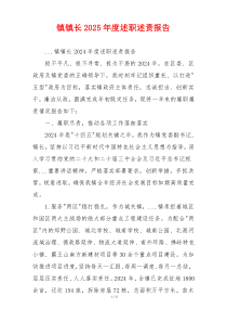 镇镇长2025年度述职述责报告