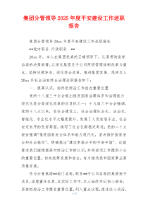 集团分管领导2025年度平安建设工作述职报告
