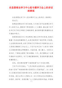 在县委理论学习中心组专题学习会上的讲话政绩观
