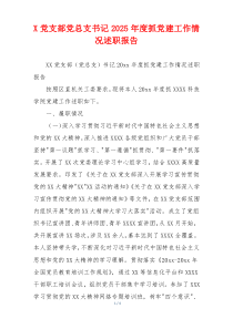 X党支部党总支书记2025年度抓党建工作情况述职报告