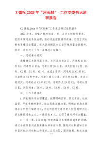 X镇报2025年“河长制” 工作党委书记述职报告