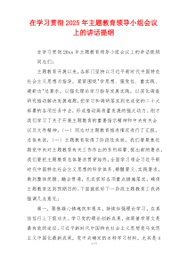 在学习贯彻2025年主题教育领导小组会议上的讲话提纲
