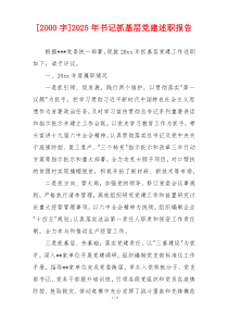 [2000字]2025年书记抓基层党建述职报告