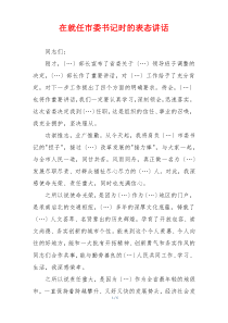 在就任市委书记时的表态讲话