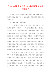[2400字]党支部书记2025年度抓党建工作述职报告