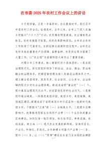 在市委2025年农村工作会议上的讲话