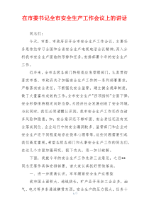 在市委书记全市安全生产工作会议上的讲话