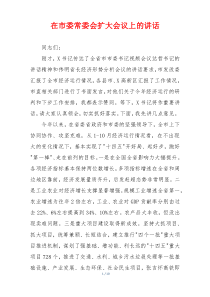 在市委常委会扩大会议上的讲话