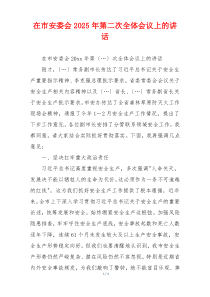在市安委会2025年第二次全体会议上的讲话