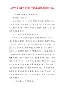 [2500字]公司2025年抓基层党建述职报告