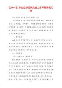 [2500字]非公经济组织党建工作开展情况汇报