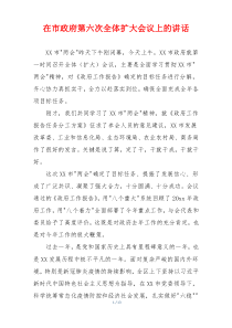 在市政府第六次全体扩大会议上的讲话