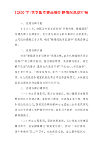[2800字]党支部党建品牌创建情况总结汇报