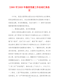 [2900字]2025年基层党建工作总结汇报县区