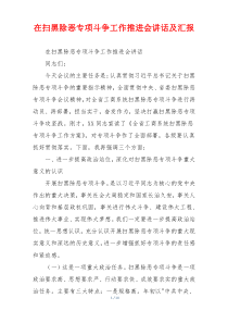 在扫黑除恶专项斗争工作推进会讲话及汇报