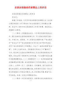 在抓安保稳动员部署会上的讲话