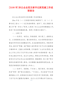 [3100字]非公企业党支部书记抓党建工作述职报告