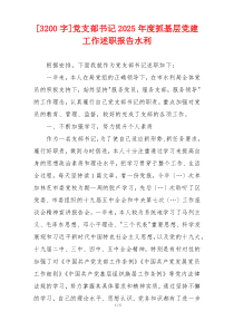 [3200字]党支部书记2025年度抓基层党建工作述职报告水利