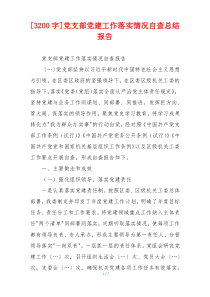 [3200字]党支部党建工作落实情况自查总结报告