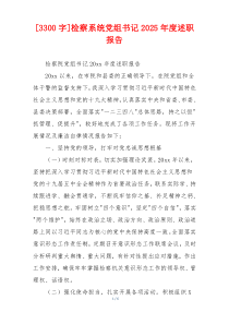 [3300字]检察系统党组书记2025年度述职报告