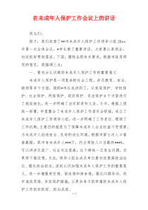 在未成年人保护工作会议上的讲话