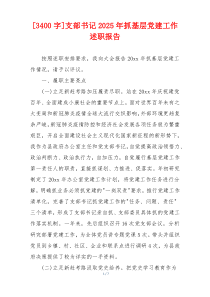 [3400字]支部书记2025年抓基层党建工作述职报告