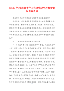 [3500字]党支部半年工作及党史学习教育情况自查总结