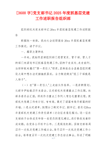 [3600字]党支部书记2025年度抓基层党建工作述职报告组织部