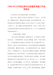 [3600字]公司党支部书记抓基层党建工作述职报告
