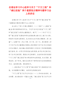在理论学习中心组学习关于“千万工程”和“浦江经验”两个重要批示精神专题学习会上的讲话