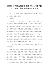 在省分行内控合规管理领域“两化”暨“靶点”整固工作现场推进会上的讲话