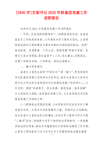 [3800字]支部书记2025年抓基层党建工作述职报告