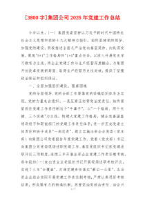 [3800字]集团公司2025年党建工作总结
