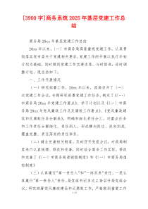 [3900字]商务系统2025年基层党建工作总结